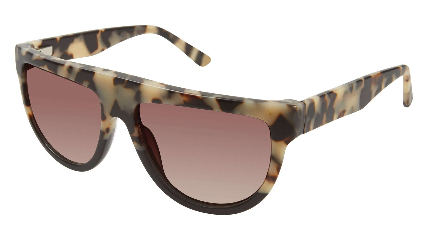 L.A.M.B. LA514 IVO oversized shield sunglasses with matte ivory tortoise frame and gradient lenses