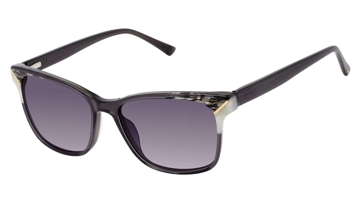 L.A.M.B. LA592 GRY Sunglasses gray ivory acetate frame with gradient grey lenses and UV400 protection