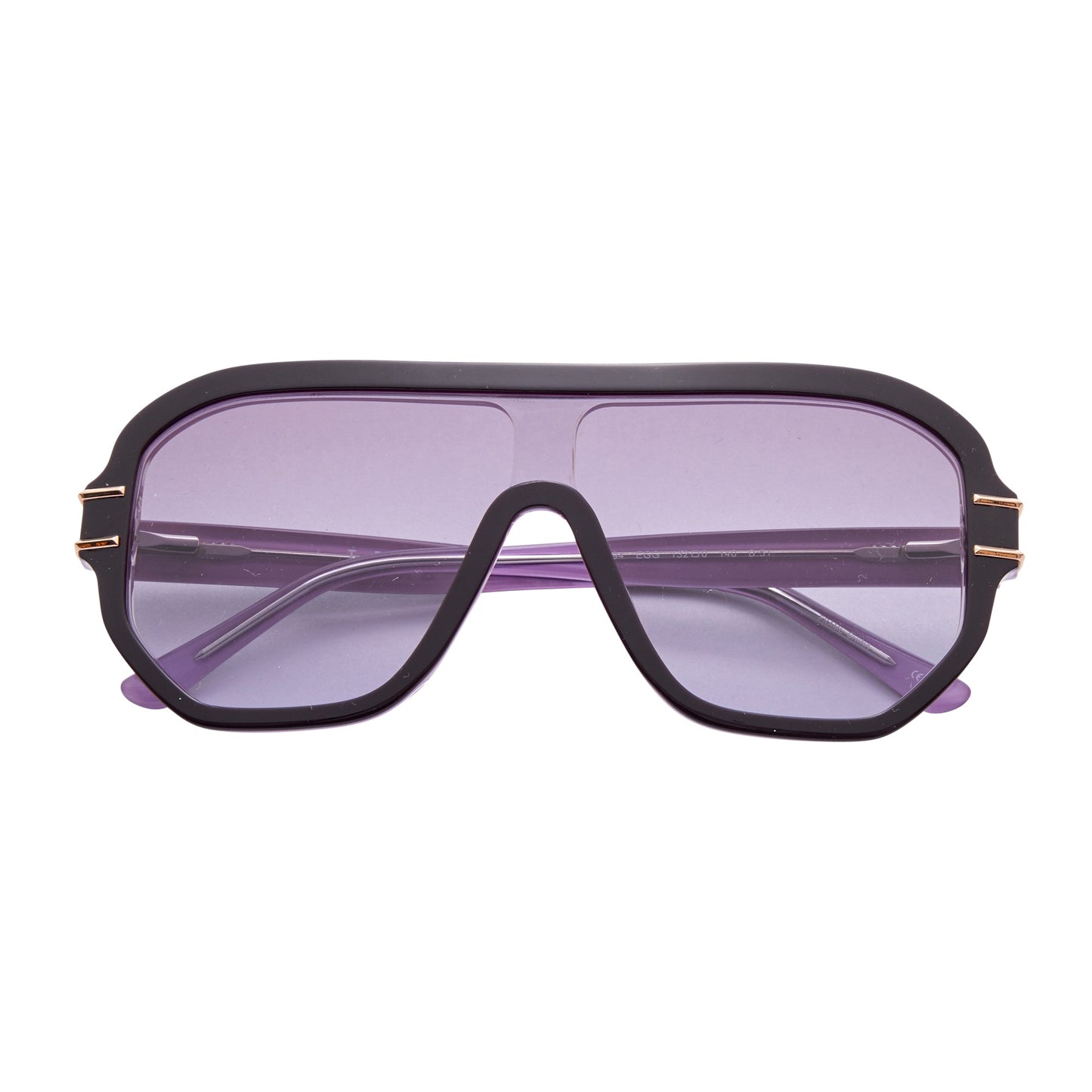 L.A.M.B. LA594 EGG purple shield sunglasses with rose gold accents and UV400 protection