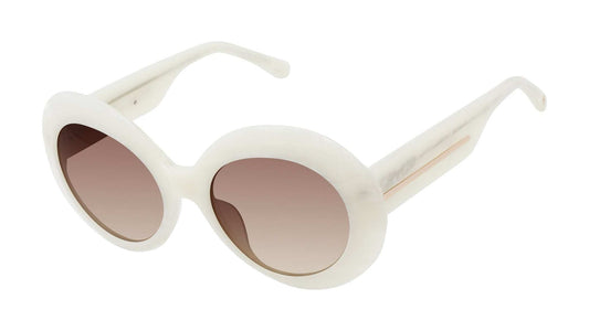 L.A.M.B. LA595 BON oversized oval bone marble acetate sunglasses with gold detail and UV400 protection