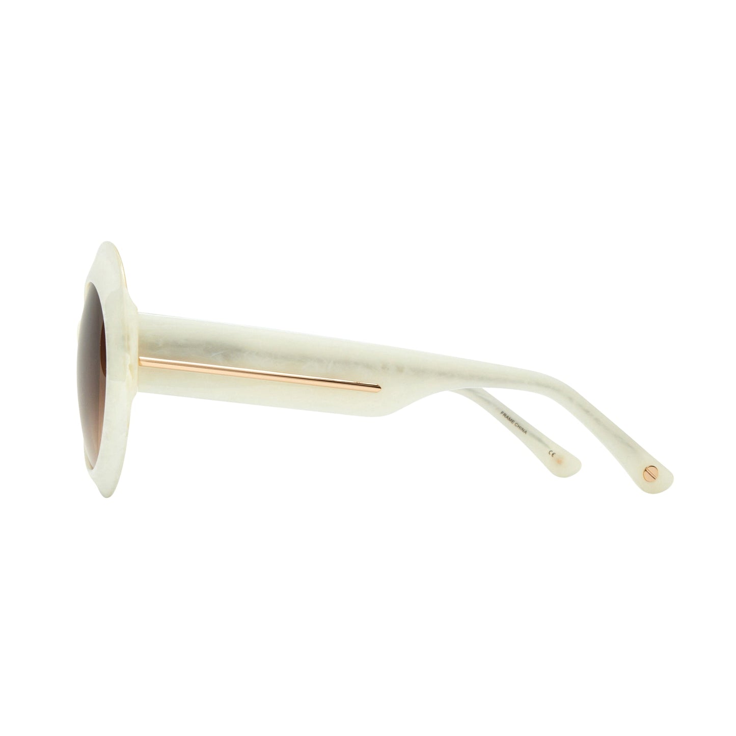 L.A.M.B. LA595 BON Sunglasses side view in custom bone marble acetate with gold accents and UV400 protection