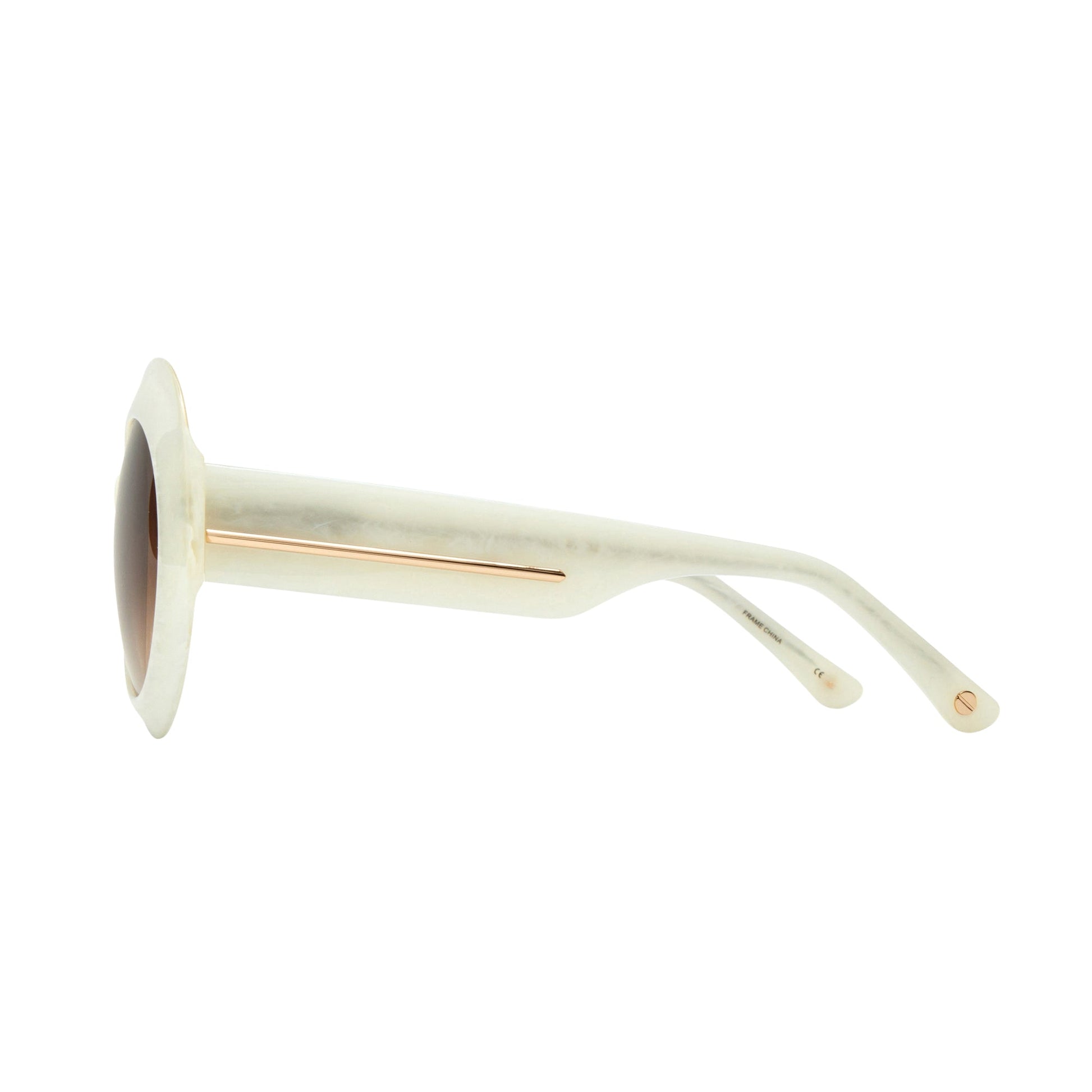 L.A.M.B. LA595 BON Sunglasses side view in custom bone marble acetate with gold accents and UV400 protection