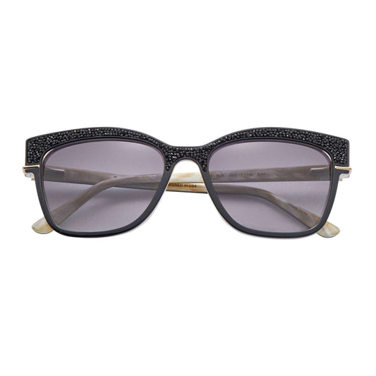 L.A.M.B. LA596 BLK Sunglasses black acetate frame with black crystal inlays and UV400 protection