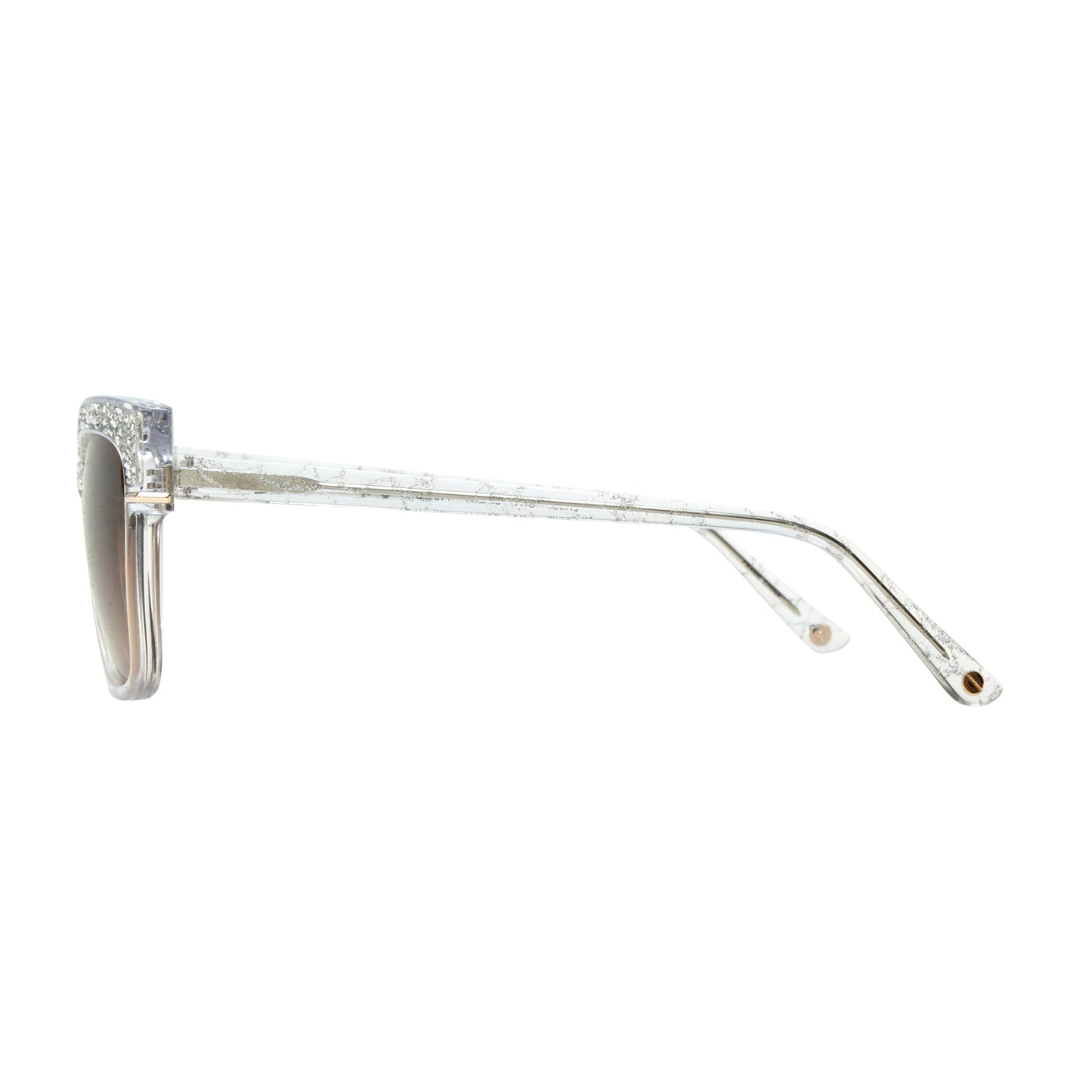 L.A.M.B. LA596 CRY Sunglasses clear crystal acetate frame with silver accents and UV400 protection side view