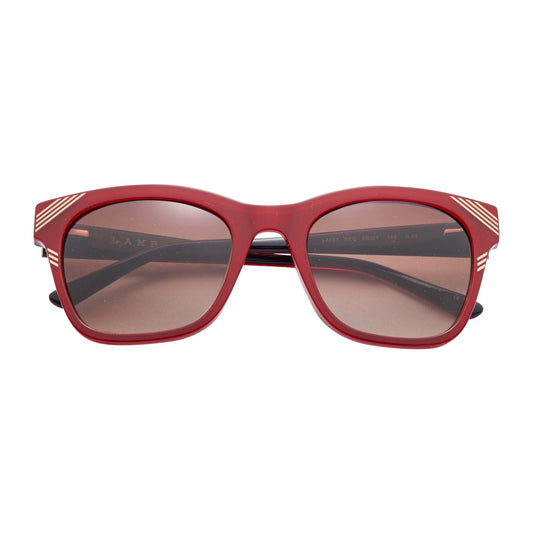 L.A.M.B. LA597 RED Sunglasses red square frame with rose gold accents and gradient lenses UV400 protection