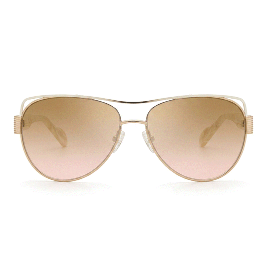 L.A.M.B. LA612 BON aviator sunglasses with bone pearl marble temples and gold accents