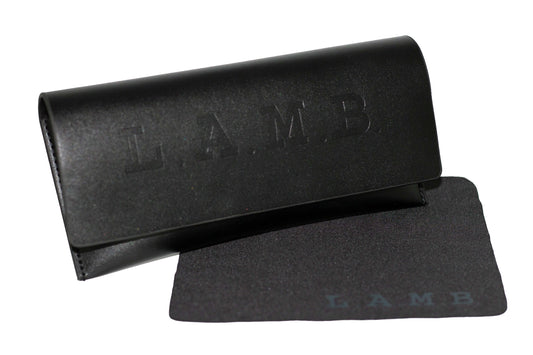 L.A.M.B. LA547 TOR Sunglasses black leather case and cleaning cloth with embossed logo