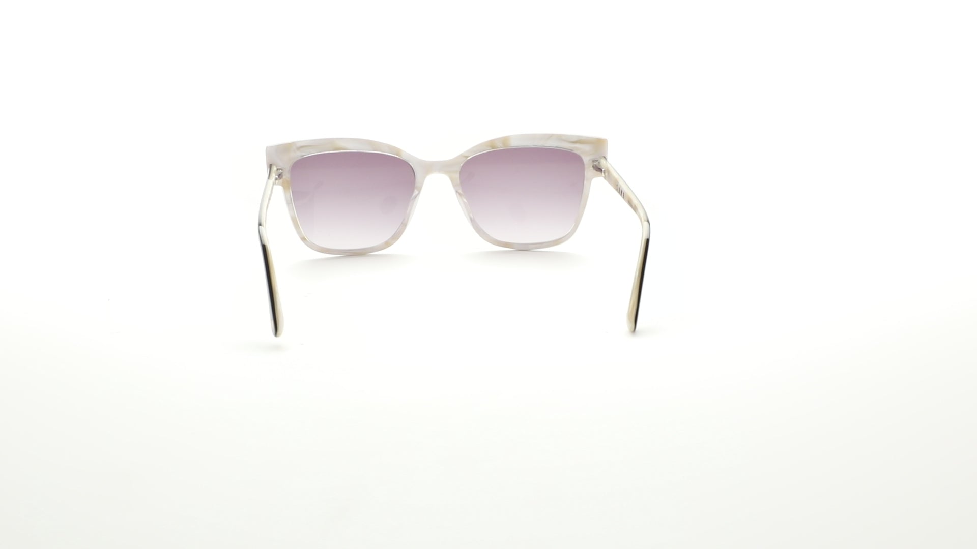 L.A.M.B. LA596 BLK cat-eye sunglasses with black frames and gradient lenses. 360 view.