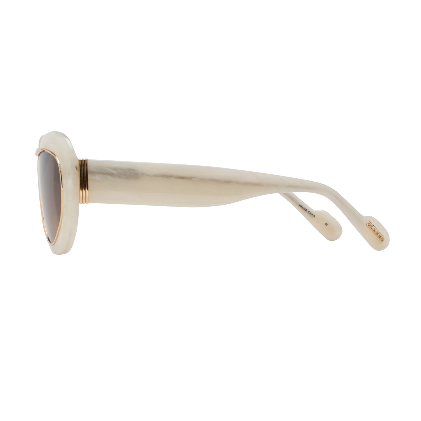 L.A.M.B. LA601 BON - Pearl Marble sunglasses with brown gradient lenses on a white background