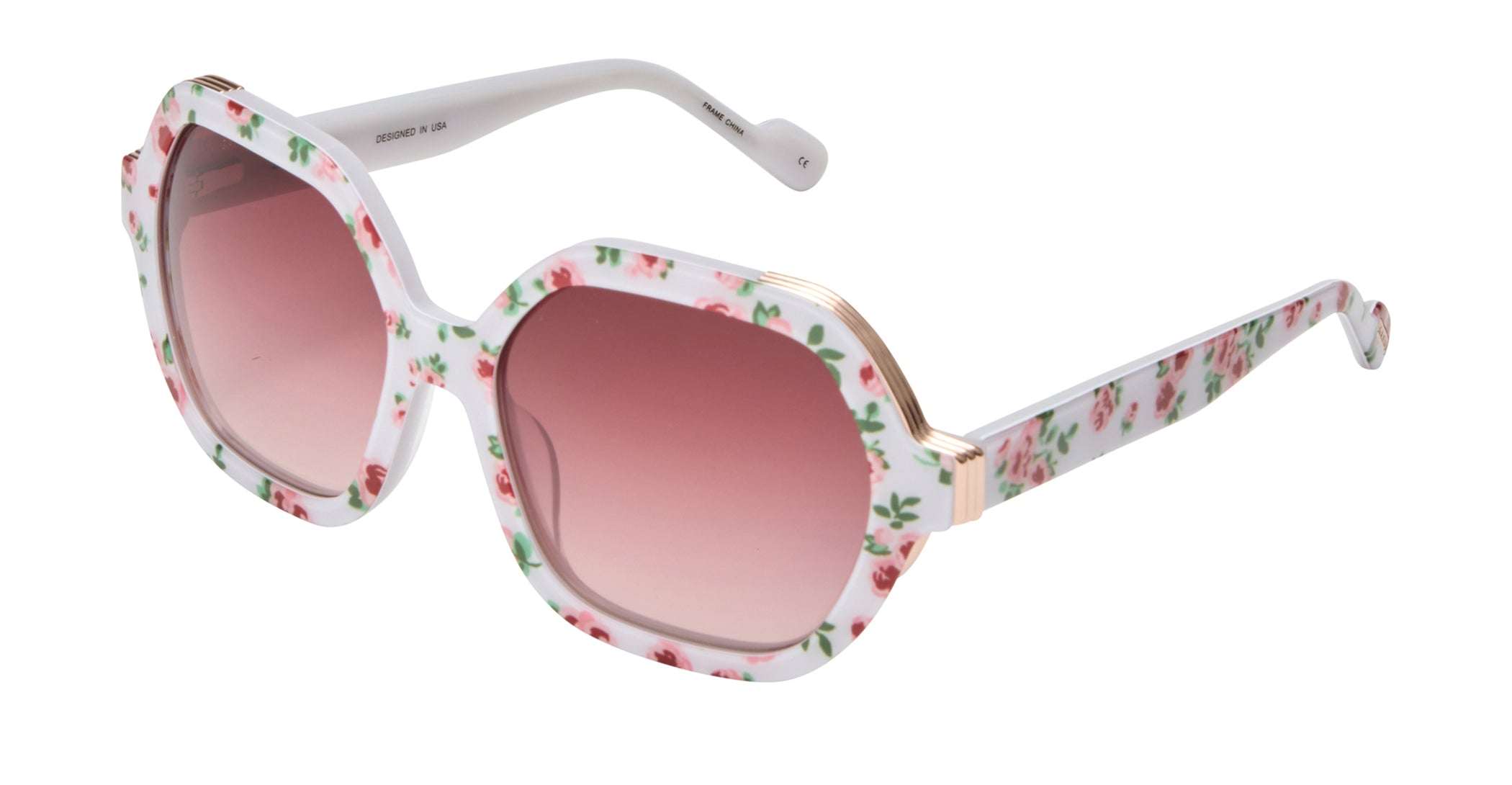 L.A.M.B. LA601 WHT Sunglasses - Beautiful Oversized White Floral Frame
