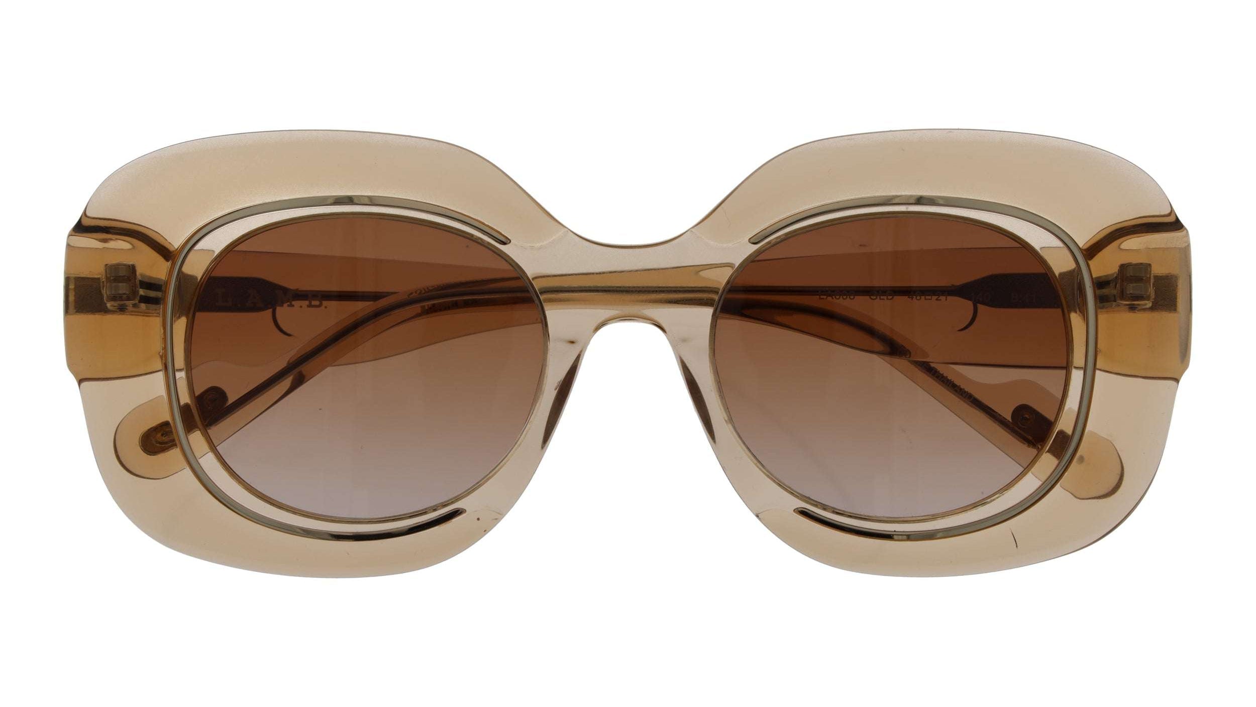 L.A.M.B. LA608 GLD Sunglasses by Gwen Stefani | Gold Crystal Bold Glam