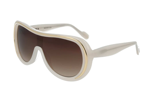 L.A.M.B. LA609 BON Sunglasses Beige sunglasses with brown gradient lenses on a white background