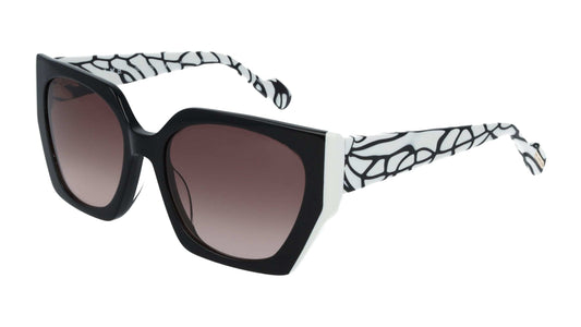 L.A.M.B. LA610 BLK Sunglasses with black frame and gradient lenses on a white background