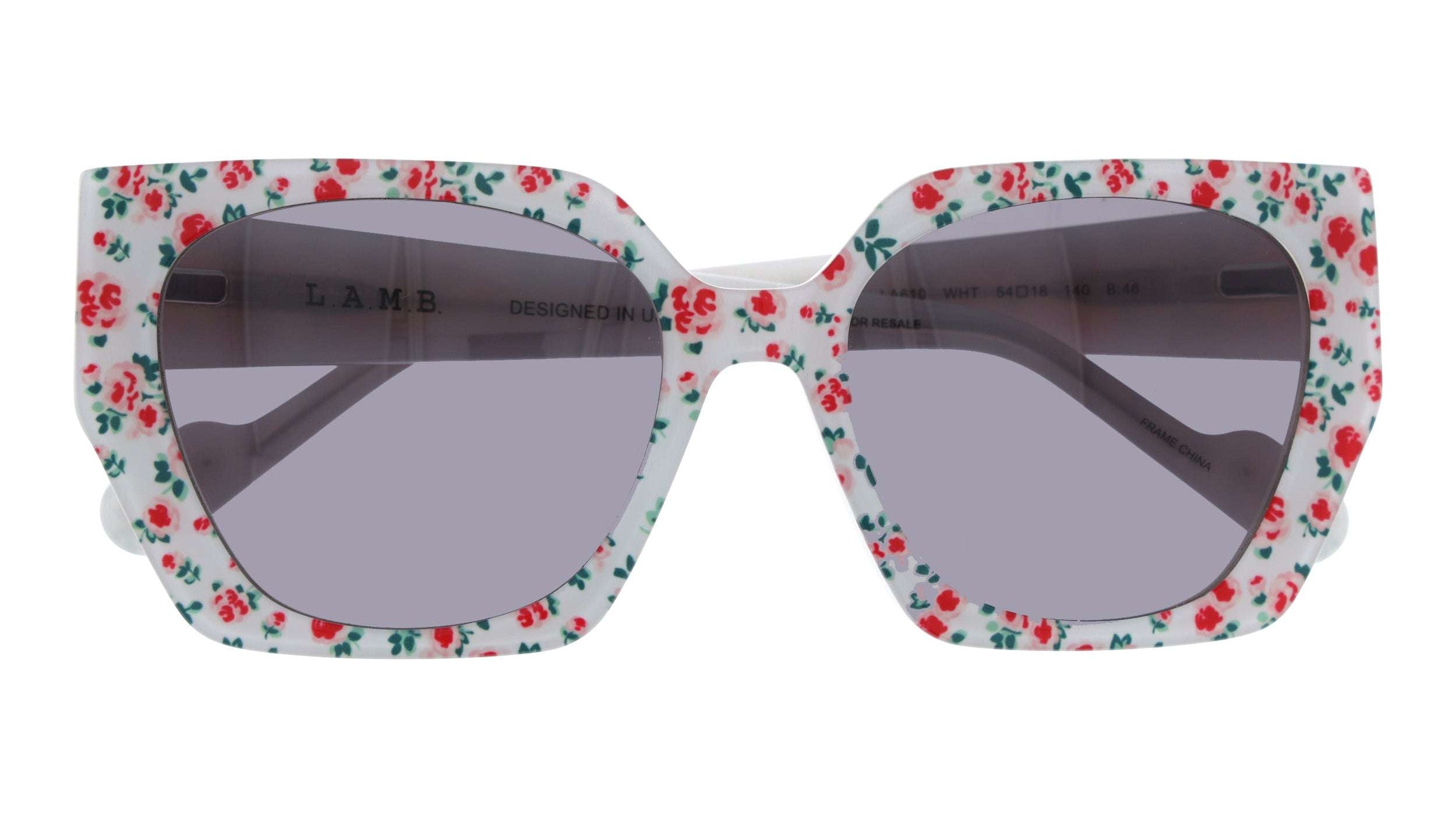 L.A.M.B. LA610 WHT Sunglasses by Gwen Stefani | Floral Geometric Style