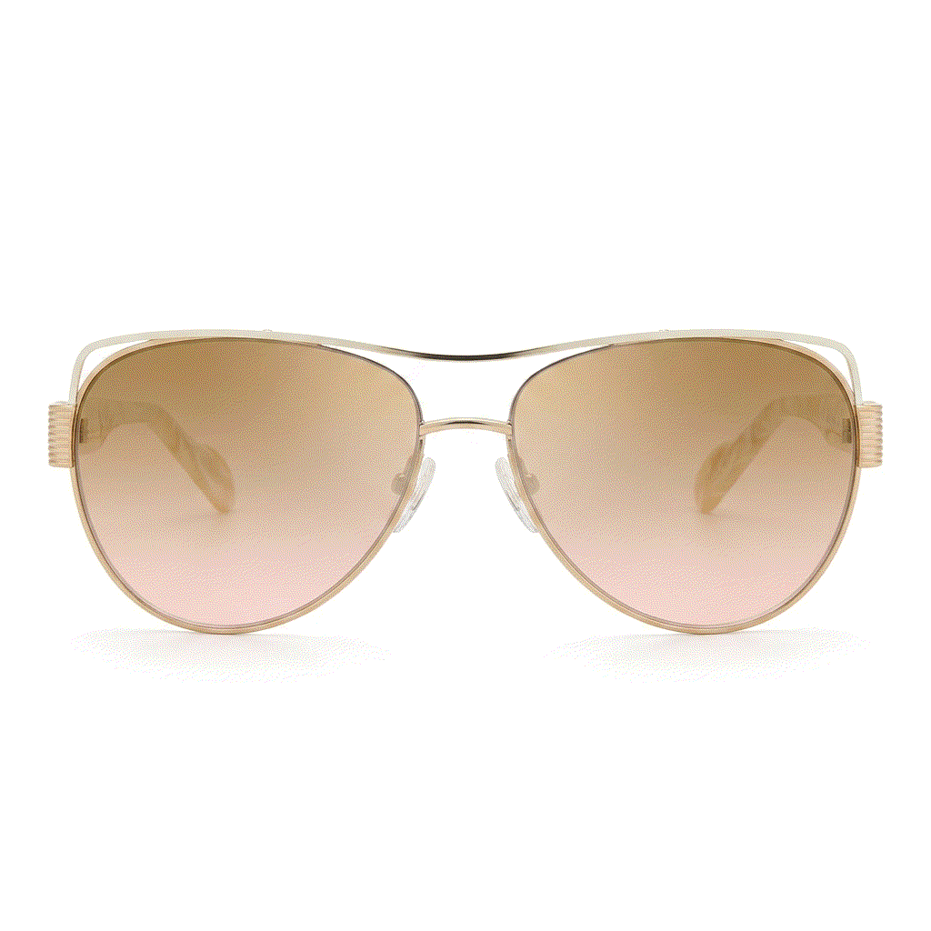 L.A.M.B. LA612 BON aviator sunglasses with bone pearl marble temples and gold accents