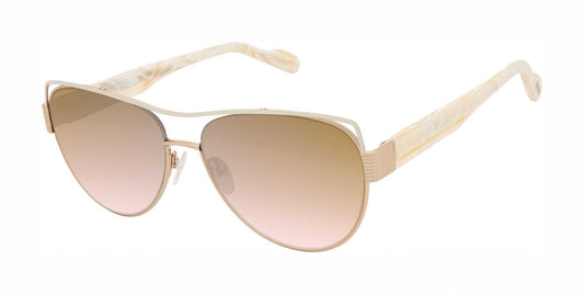L.A.M.B. LA612 BON sunglasses with bone pearl marble temples and gold aviator frame
