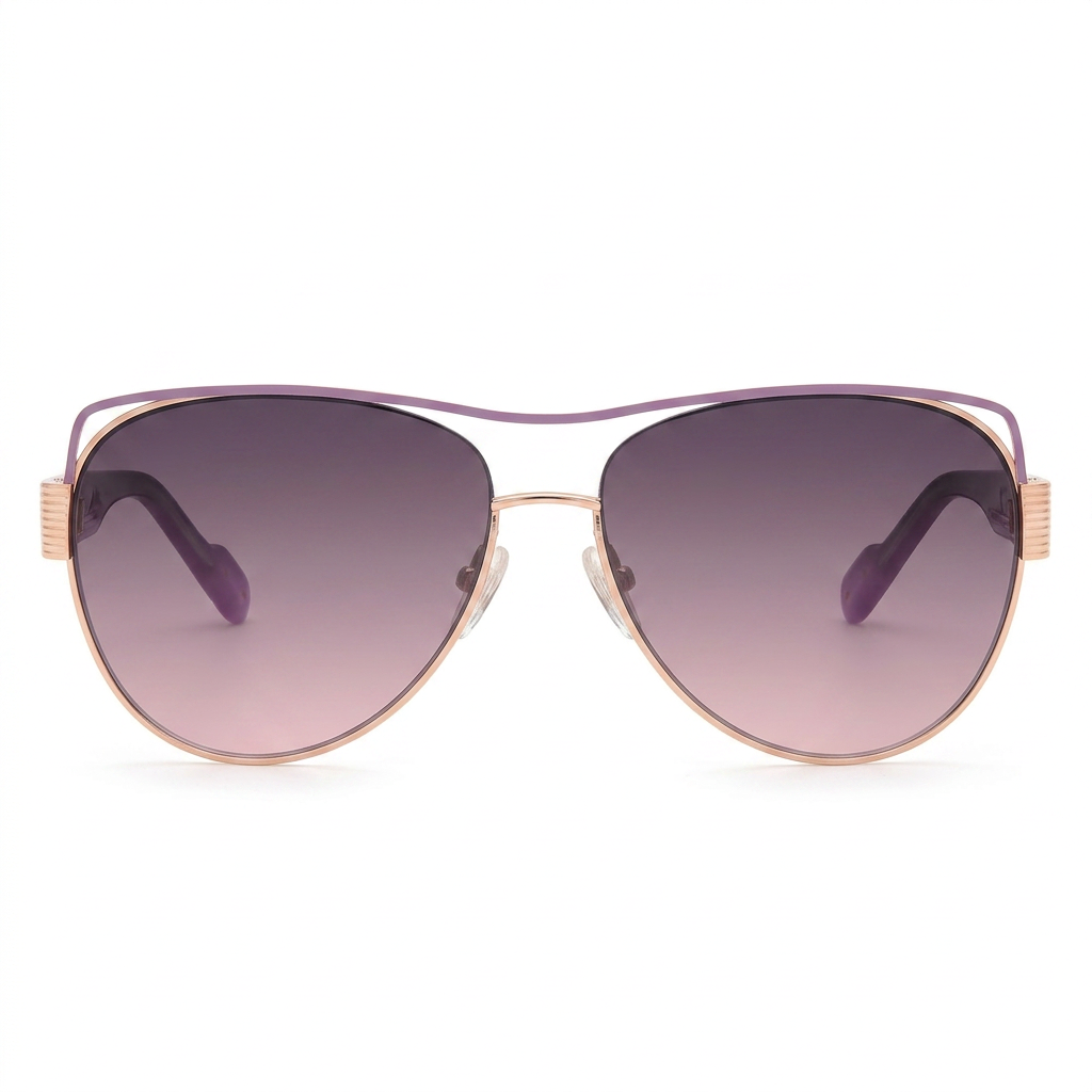 L.A.M.B. LA612 PUR sunglasses with rose gold aviator frame and purple-black temples